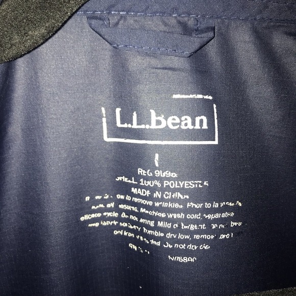 LL Bean Women's Large Windbreaker Lightweight Jacket Navy Blue Zip Pockets Reg - Picture 2 of 8